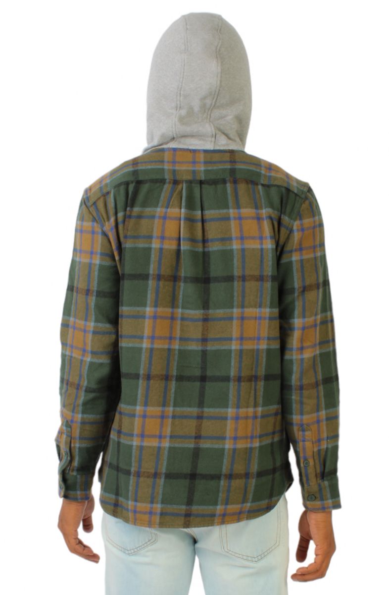 Vans Lopes Black & Green Hooded Flannel Shirt