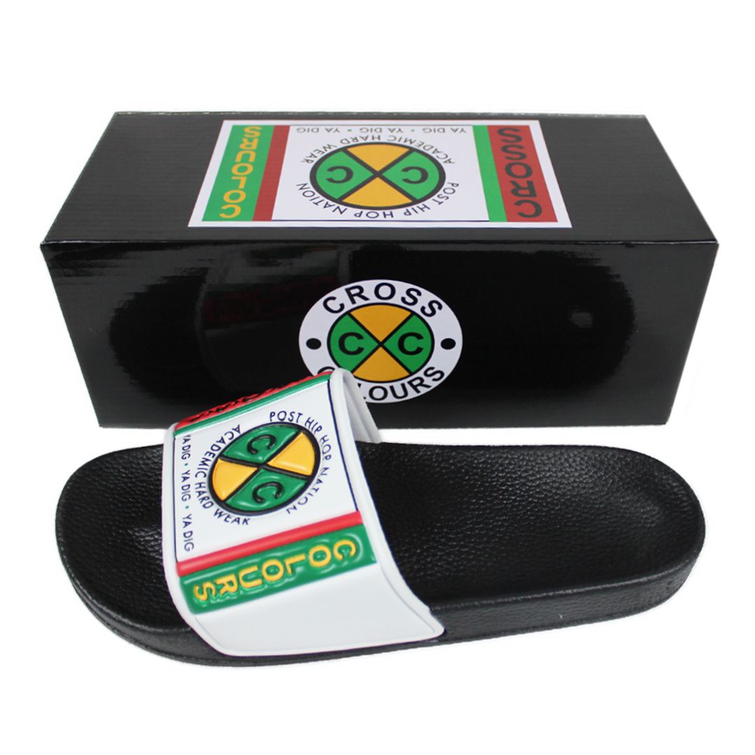 CROSS COLOURS Label Logo Slides - Black C314LBS-BLK-BLACK - Karmaloop