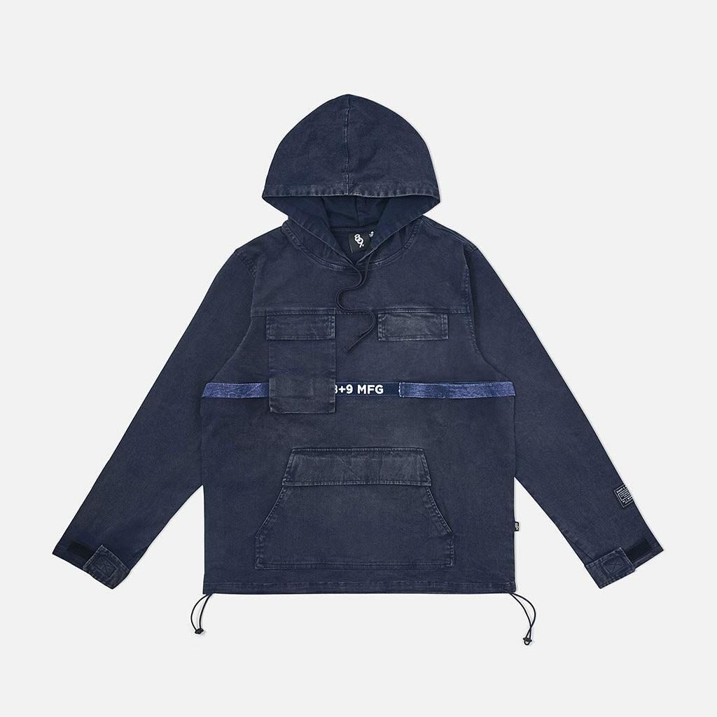 8&9 CLOTHING Strapped Up Vintage Washed Utility Anorak Jacket Navy