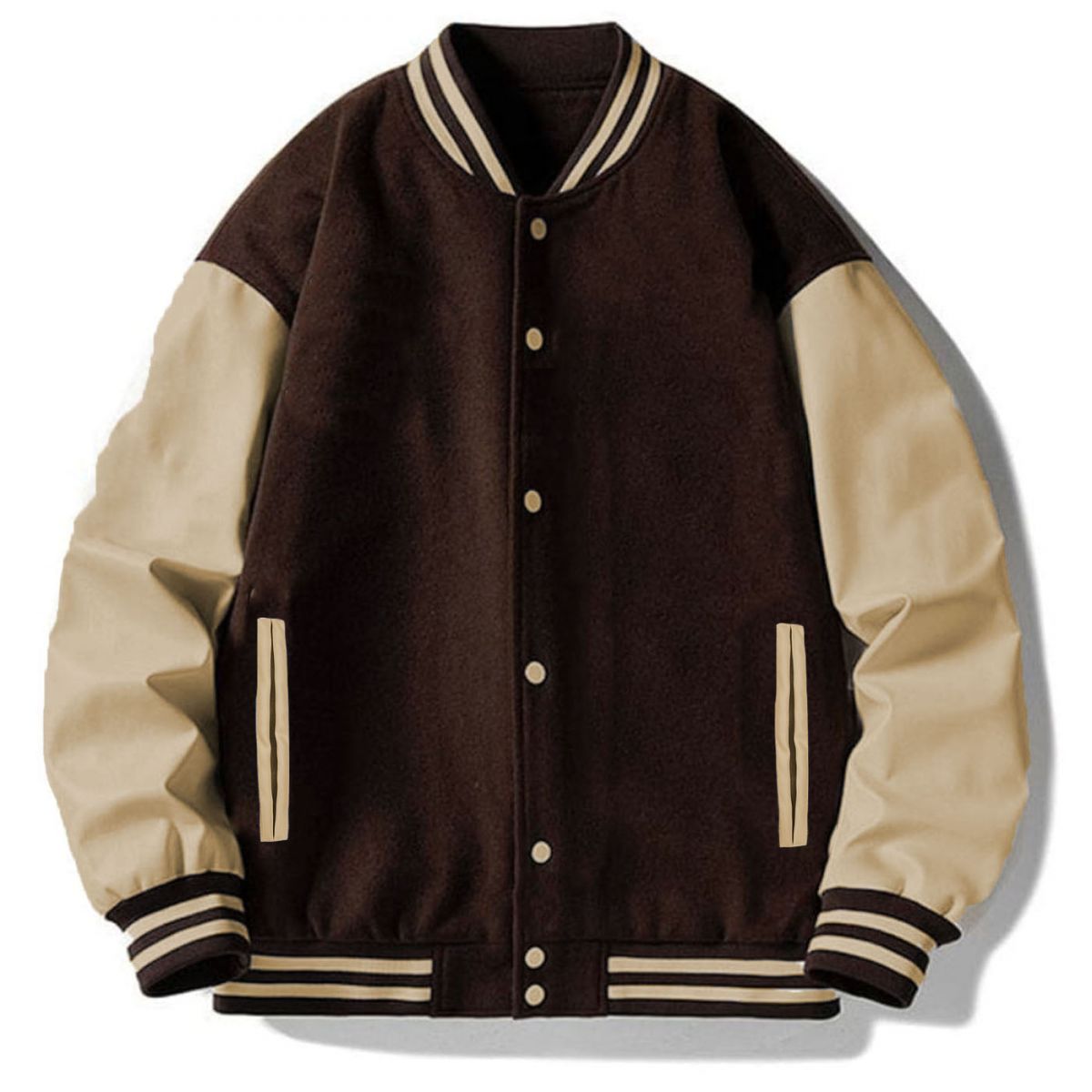 WEIV Melton Letterman Jacket BJ222-BROWN - Karmaloop