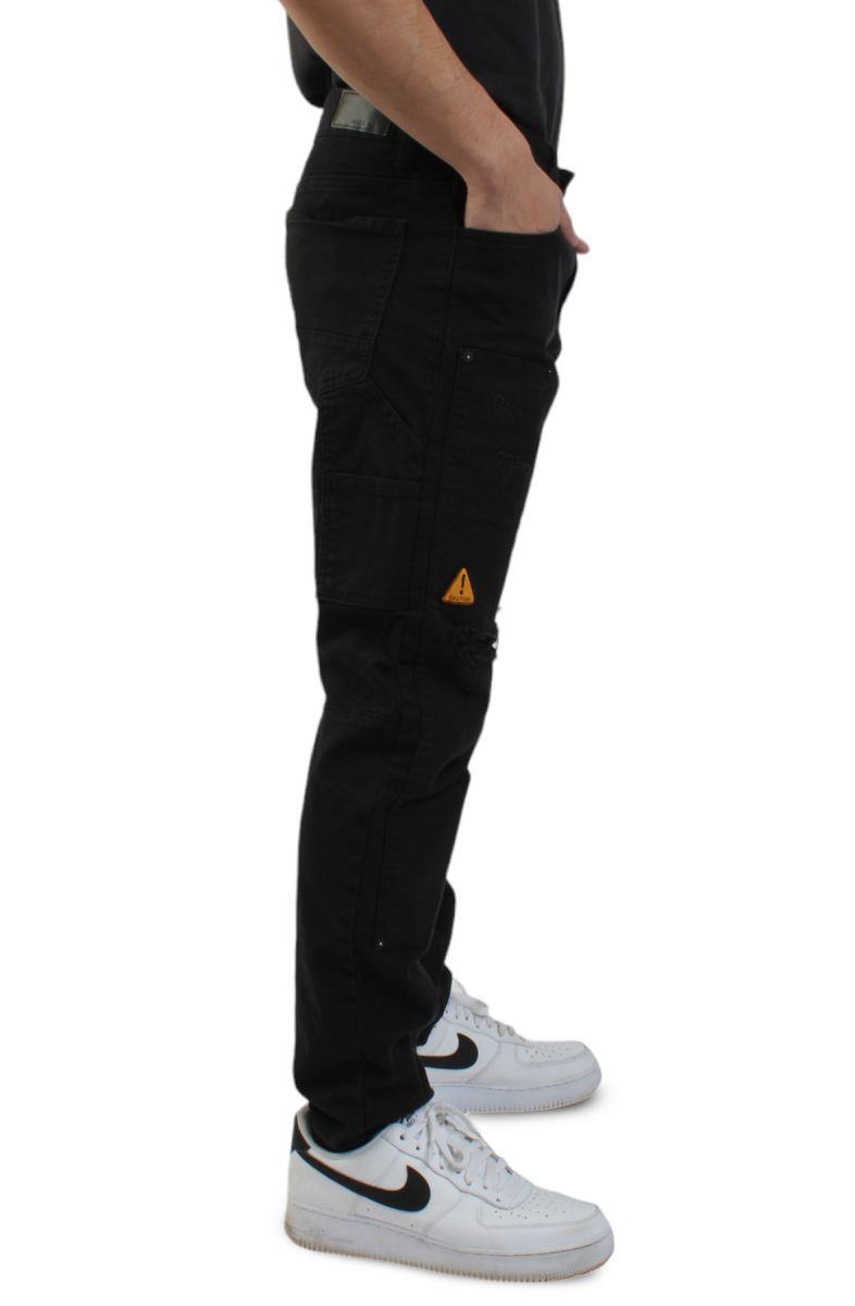 大割引 Twill Distressed RISE SMOKE Work Karmaloop - JP22632-BLACK Pants ゲームセンター・ゲームカード