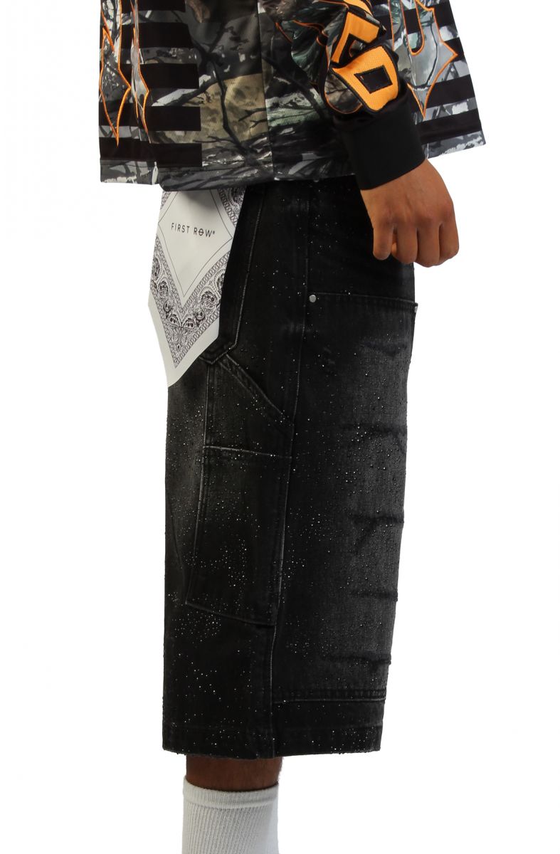FIRST ROW Rhinestone Denim Jort Shorts FRS3024-BLK - Karmaloop