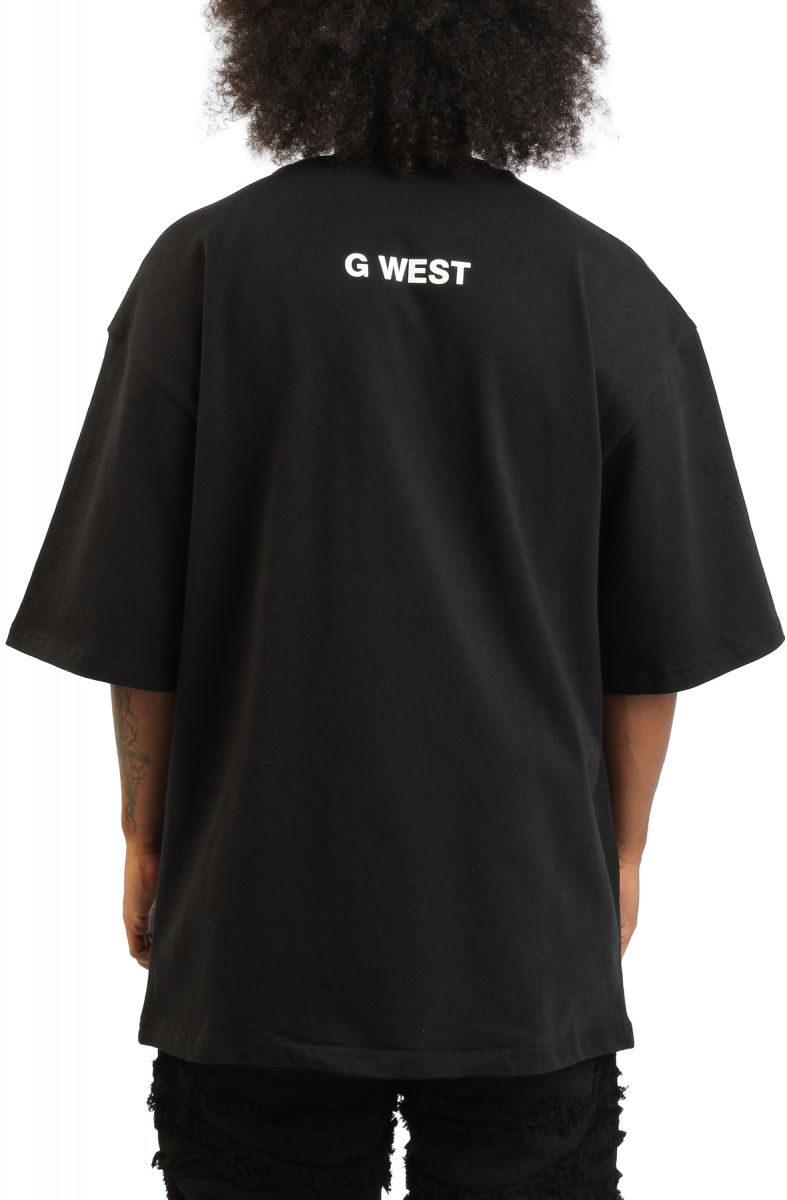 G WEST Blessings Rhinestone T-Shirt RHJMTFG9287-BLK - Karmaloop