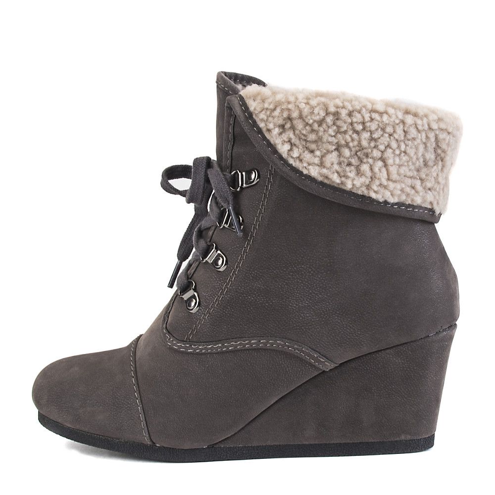 wedge ankle boots with fur