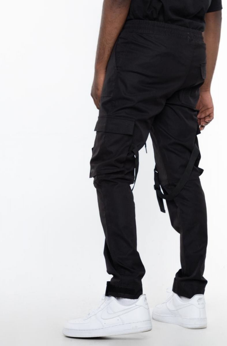 black cargo pants with straps