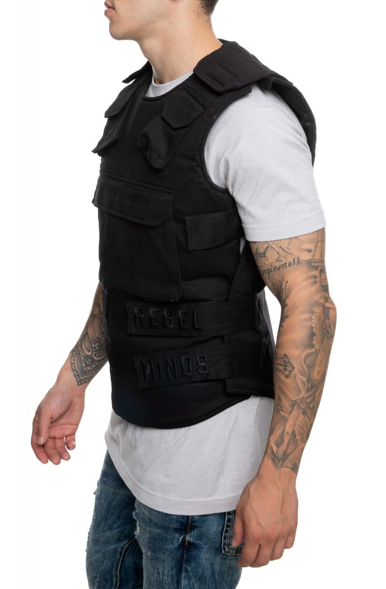 REBEL MINDS Riot Tactical Twill Vest 192-532BLK - Karmaloop
