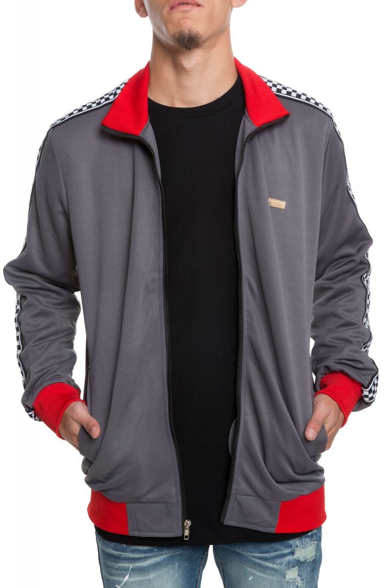 The Lexington Check Track Jacket in Grey T-9-GRY