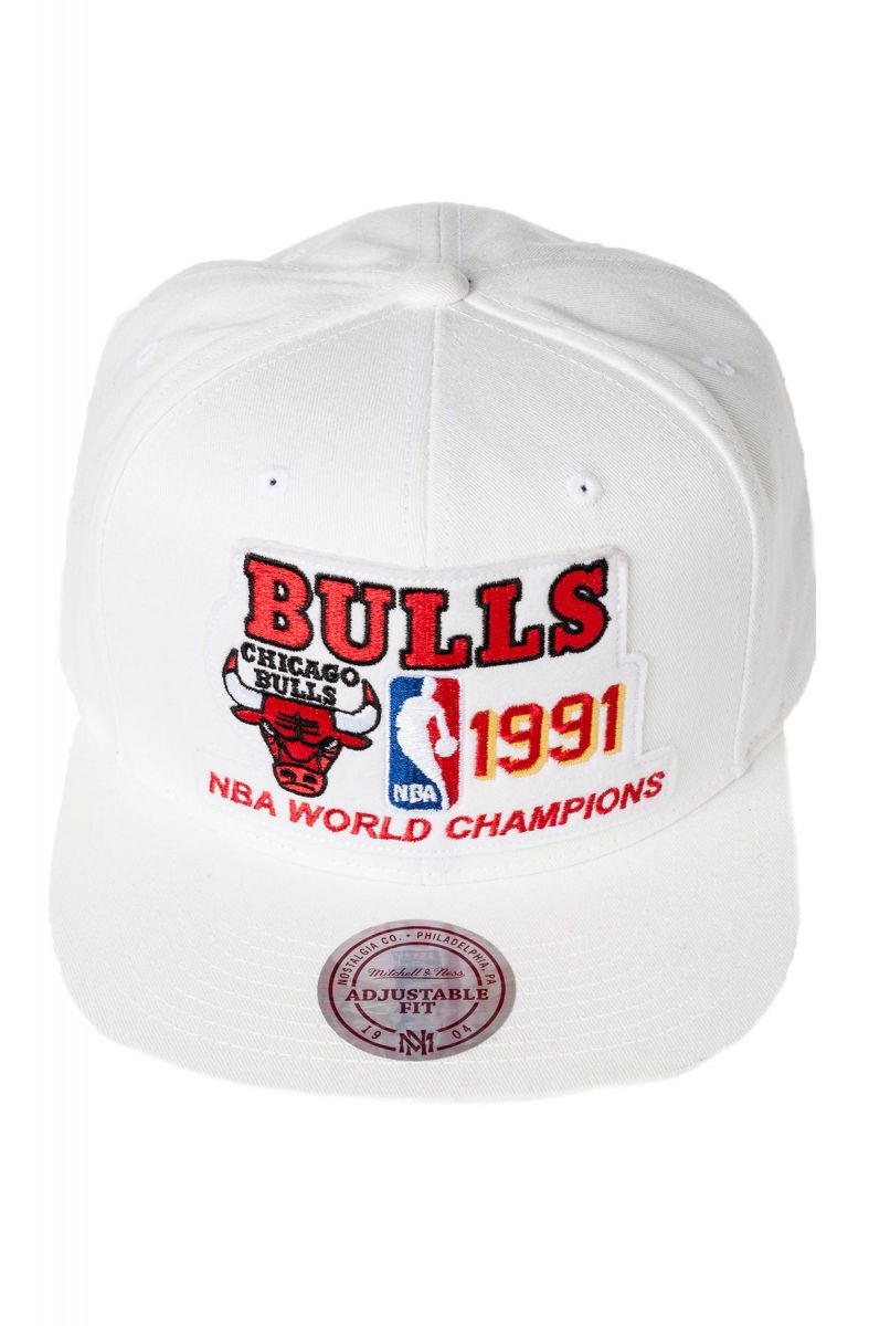 The Chicago Bulls 1991 NBA Champions Snapback Hat in White