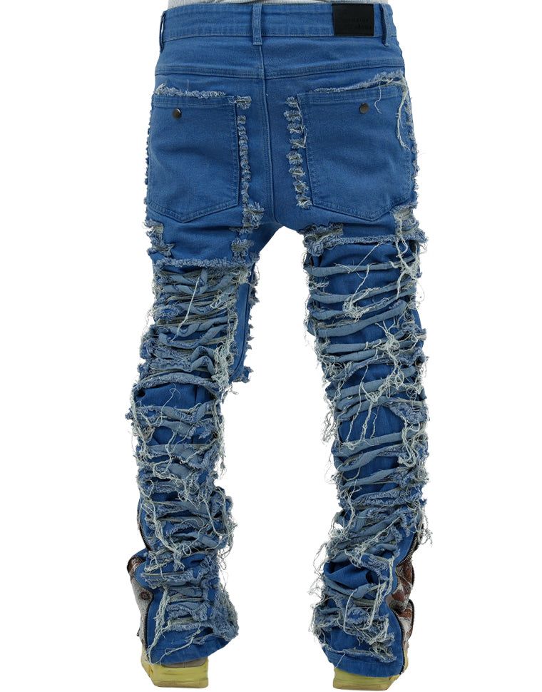 THE HIDEOUT CLOTHING Dawn Damaged Flared Stacked Jeans THC-DA-SD
