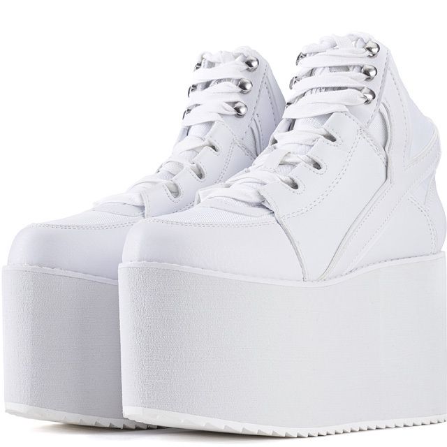 YRU Y.R.U. for Women: Qozmo Hi White Platform Sneakers QOZMO HI WHITE ...