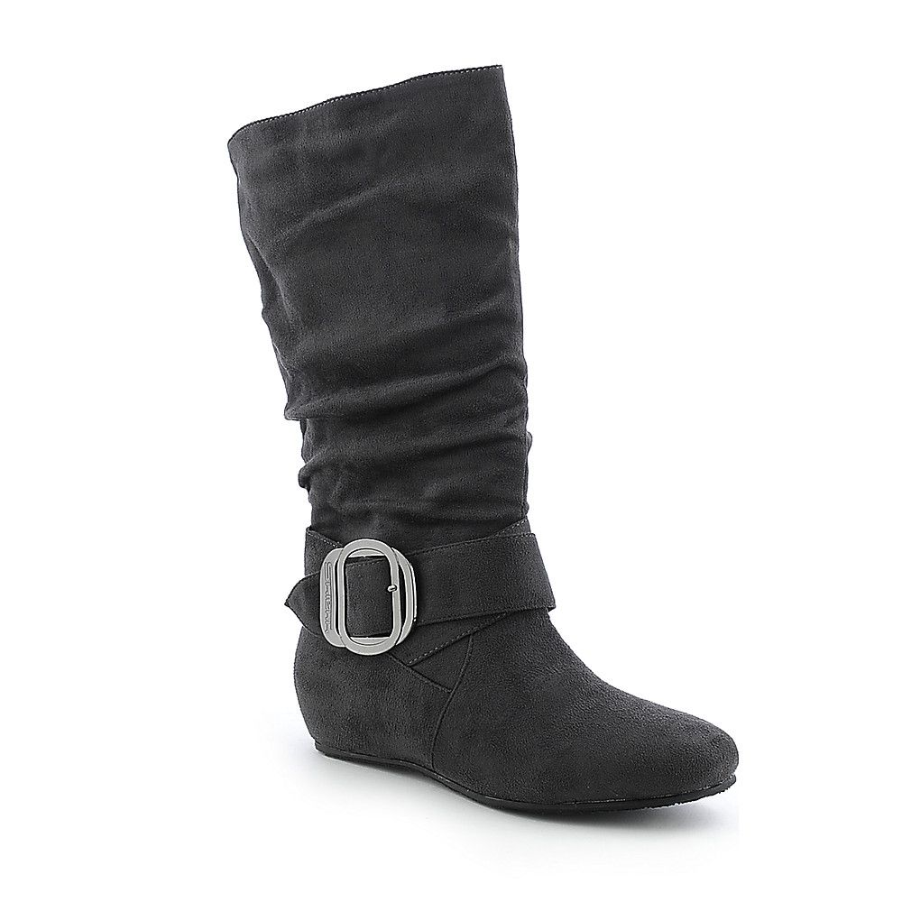 Grey mid calf flat clearance boots