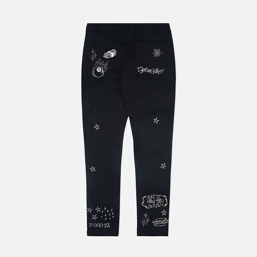 8&9 MFG CO. Scribblez Work Pants Black PSSCRBLK-BLACK - Karmaloop