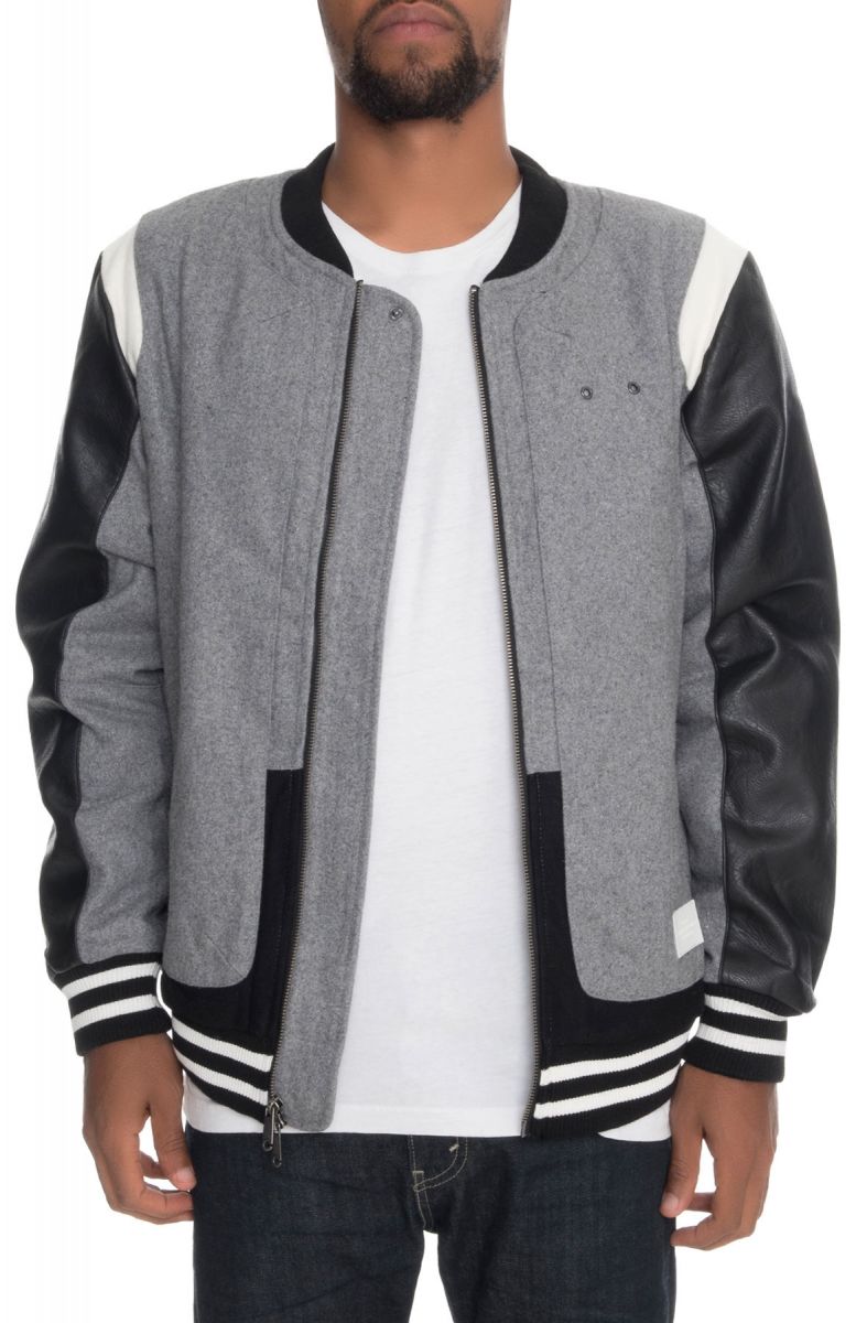 The Challenger Varsity Jacket in Heather & Black I1690301-HGB