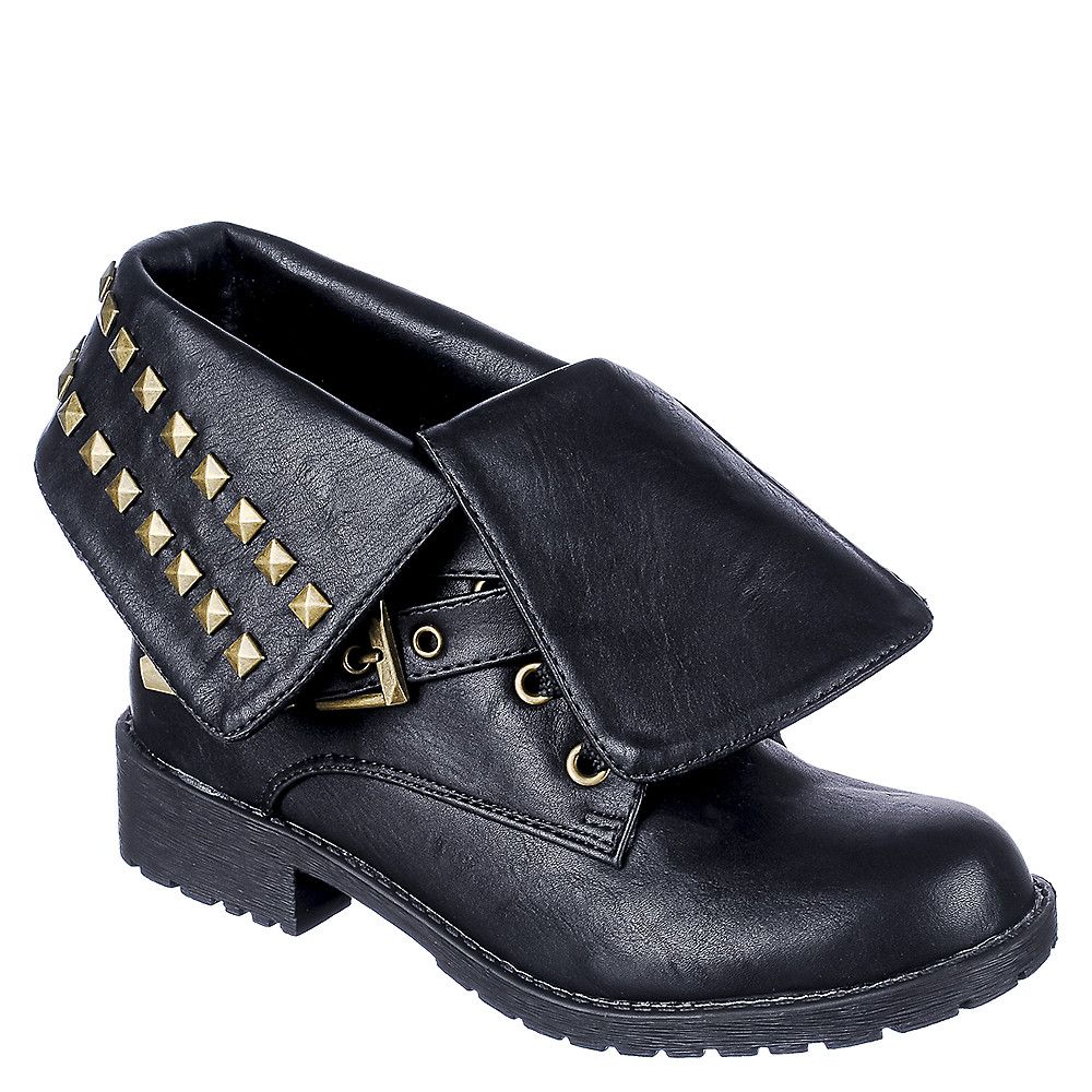 SOLE LA VIE Fold Down Studded Boot Taylor-1-S Black/Gold TAYLOR-1