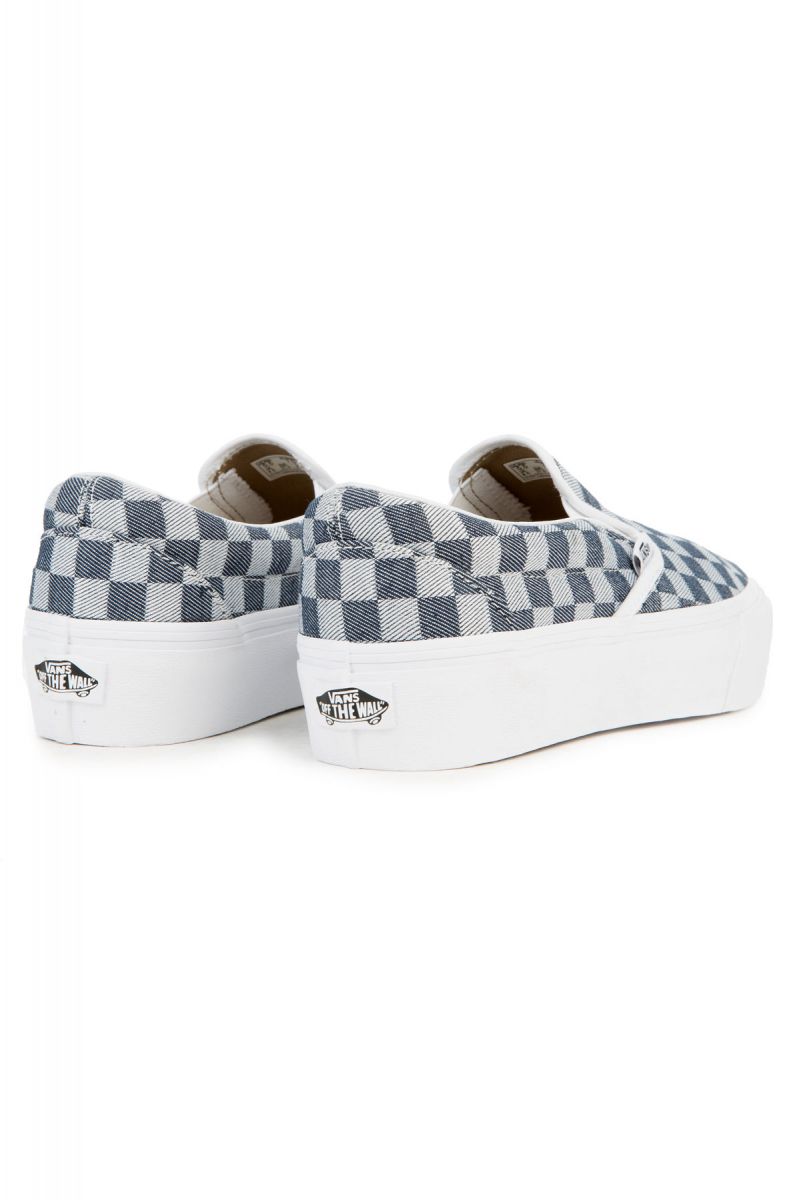 checkerboard slip on vans platform