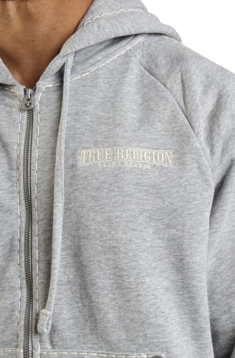 TRUE RELIGION Super T Boxy Zip-Up Hoodie 110154-1501 - Karmaloop