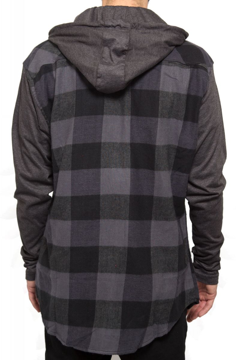 SPOILED PEASANTS The Hoodie Flannel Shirt in Gray TG22-35-4 - Karmaloop