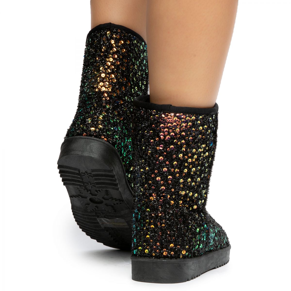 green sequin booties