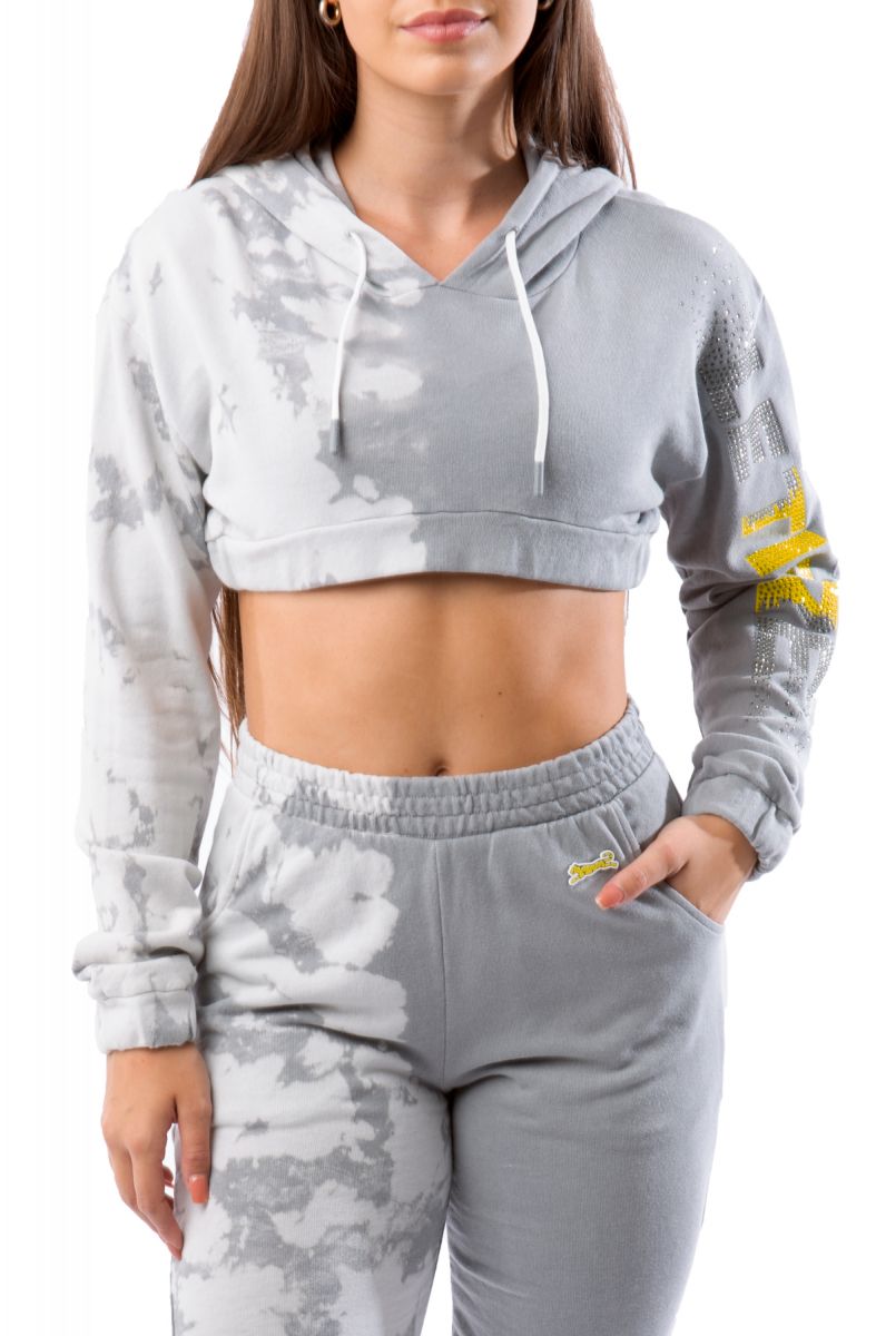 tie dye cropped hoodie and sweatpants set