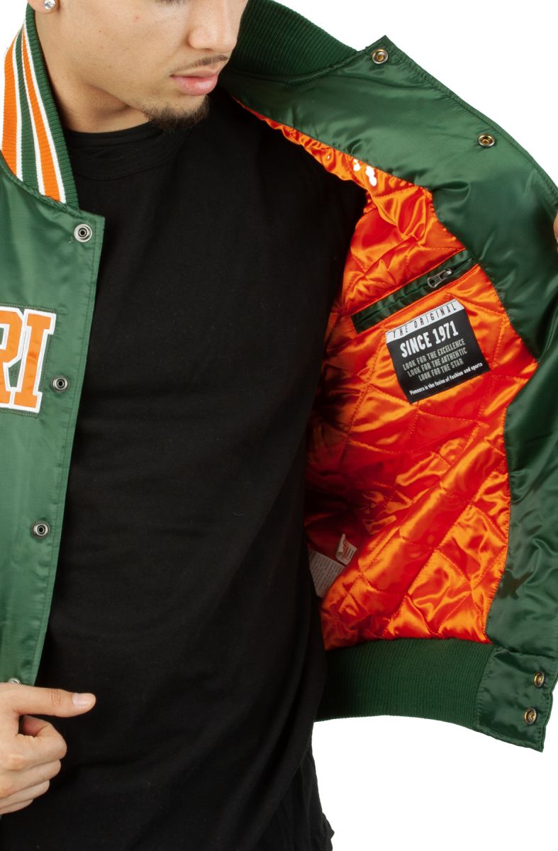 STARTER Miami Hurricanes Satin Jacket LS180454 MIA Karmaloop
