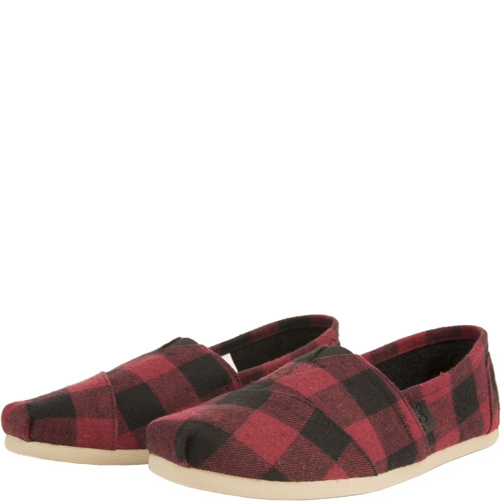red and black plaid flats