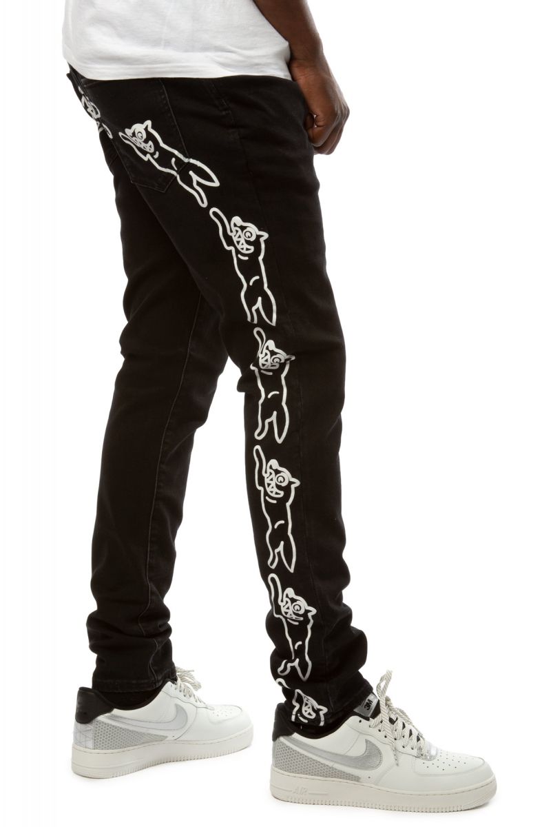 black and white graphic jeans