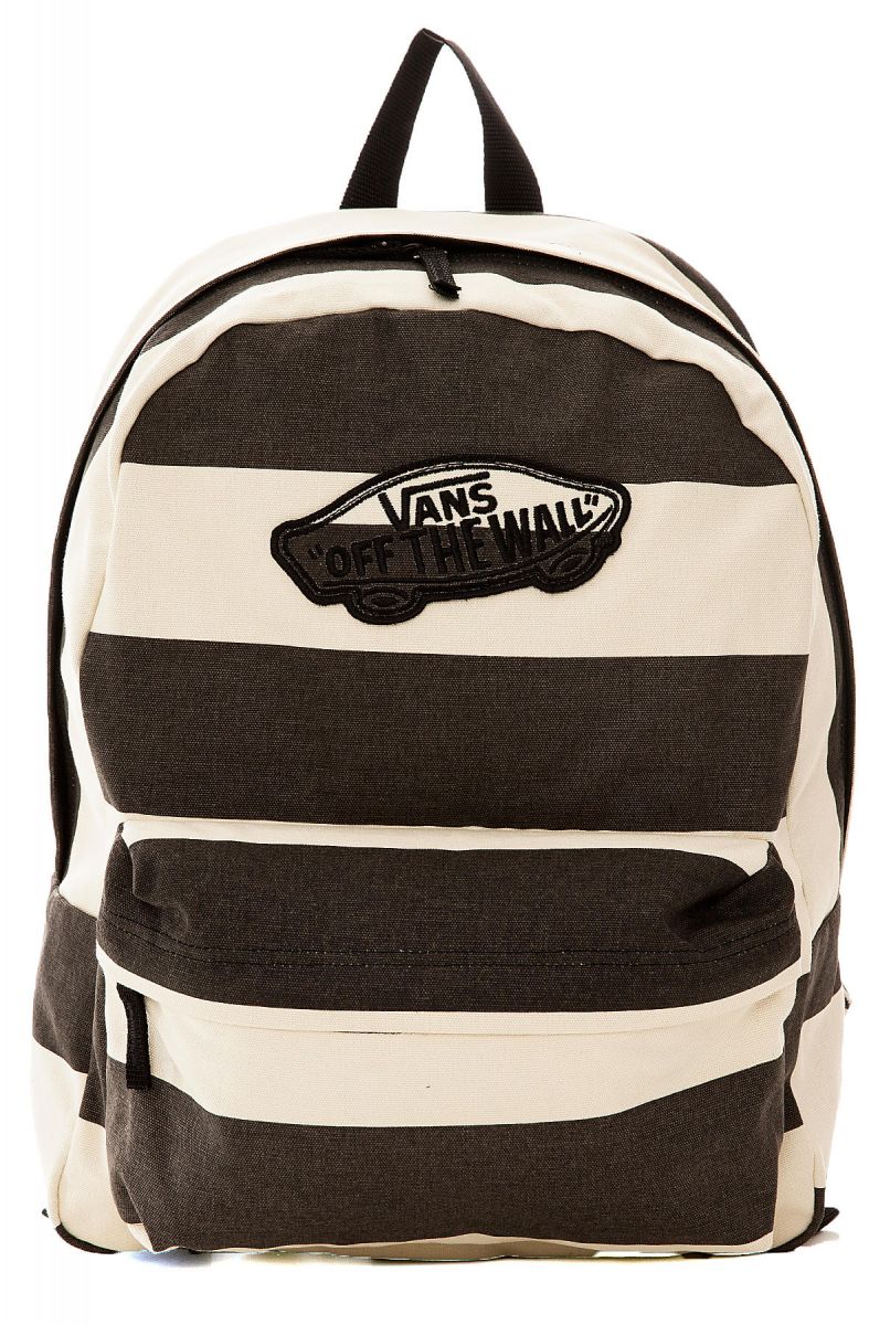 black and white striped vans backpack