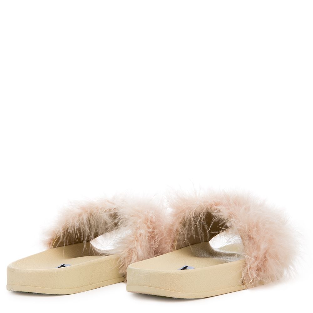 Cape Robbin Cape Robbin Moira Women S Nude Fur Slide Moira Nude Plndr