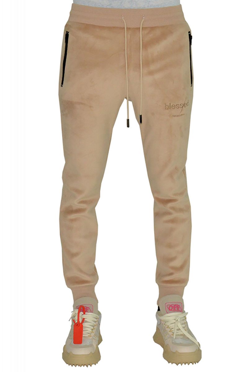 THE HIDEOUT CLOTHING Blessed Velour Sweatpants (Beige) HO20-09 - Karmaloop