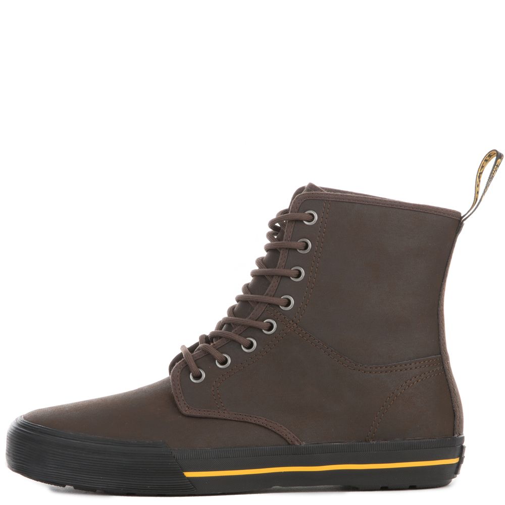 DR. MARTENS Men's Winston Dark Brown Greasy Lamper Leather Boots