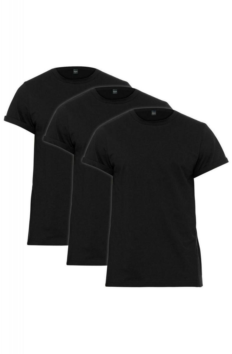 SEIZE&DESIST Rolled Cuff Jersey Tee 3 Pack (Black) SD1036-3PK-BLK ...