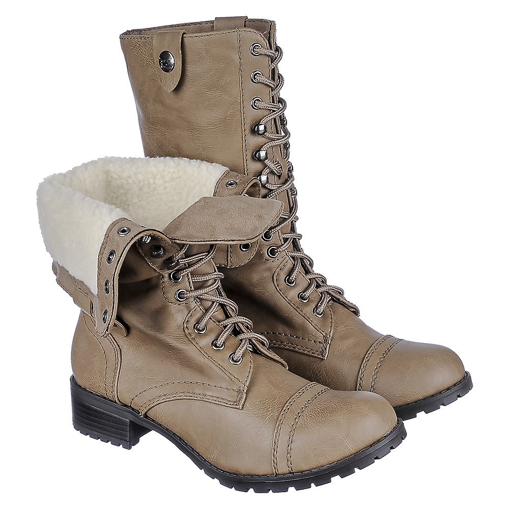 taupe combat boots