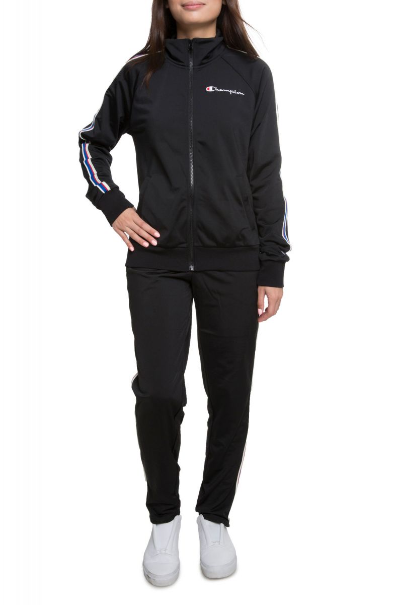CHAMPION The Women's Track Jacket with Signaure Taping in Black JL4352