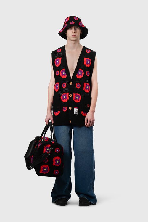 HIDEOUT Opium Poppy Flower Crochet Bucket Hat THC-OP-OP-BLACK