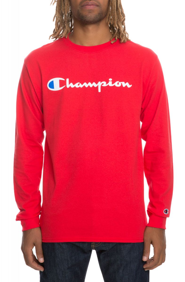 champion long sleeve shirt red