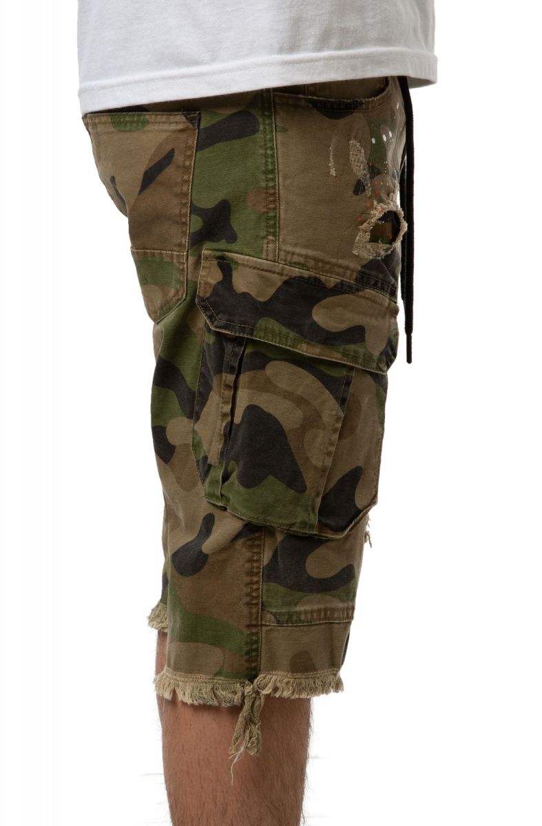 black and grey camo cargo shorts