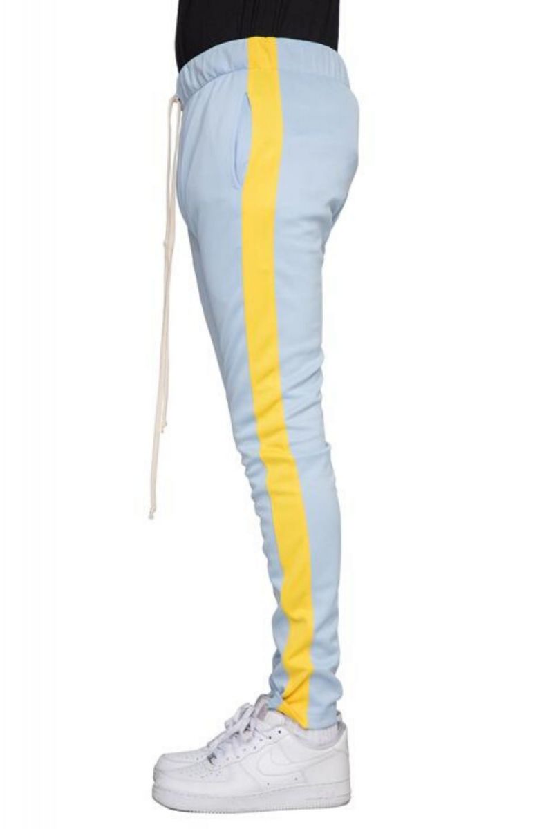 blue and yellow track pants