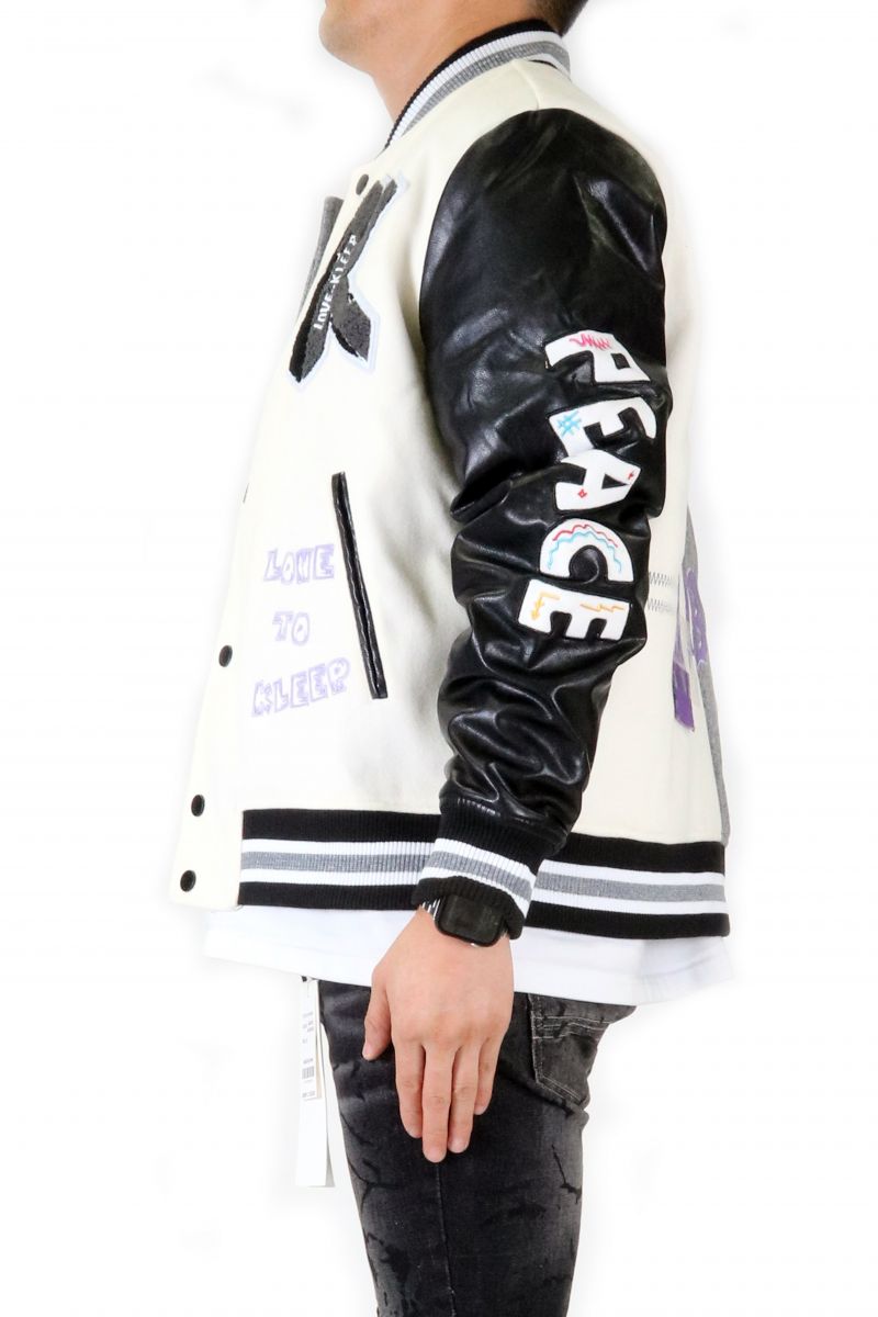 Klp Boxy KLEEP CAPELLA Men's Melton Body with Faux Leather Sleeve Varsity Jacket ...
