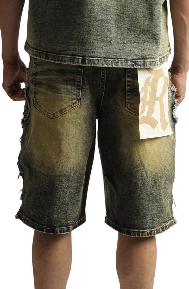 REBEL MINDS Tribal Patch Denim Shorts 651-922VIN - Karmaloop