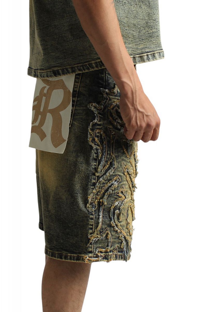 REBEL MINDS Tribal Patch Denim Shorts 651-922VIN - Karmaloop