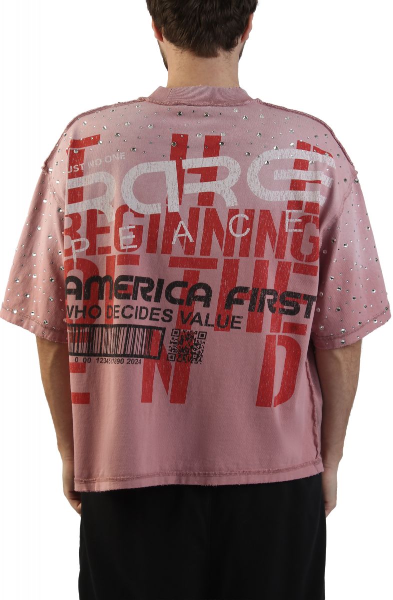 RARE PEACE Beginning of the End Layered T-Shirt RT6016-PINK