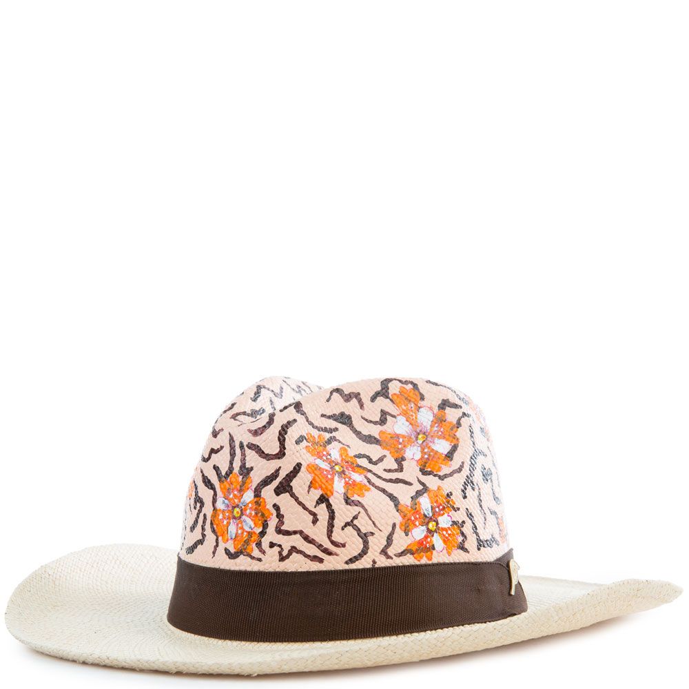 PEACOCK CREATIVO Animal Print Orange Panama Hat ANIMALORANGE PLNDR