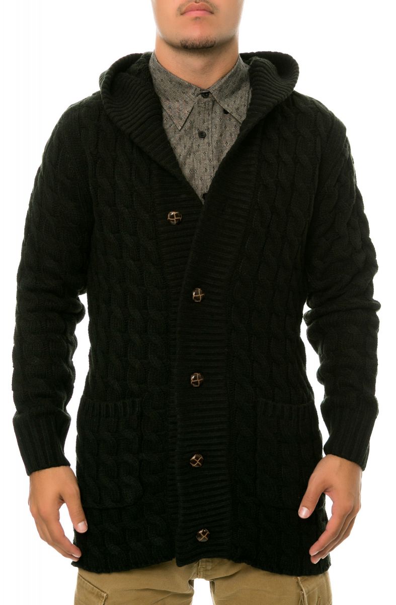 BLC The Hooded Cardigan in Black 40BLK PLNDR