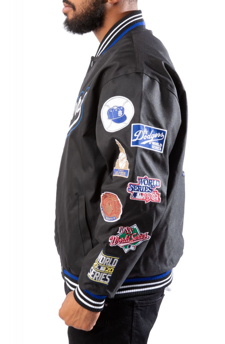 Men's Satin Black Dodgers LA Bomber Jacket - Jackets Expert