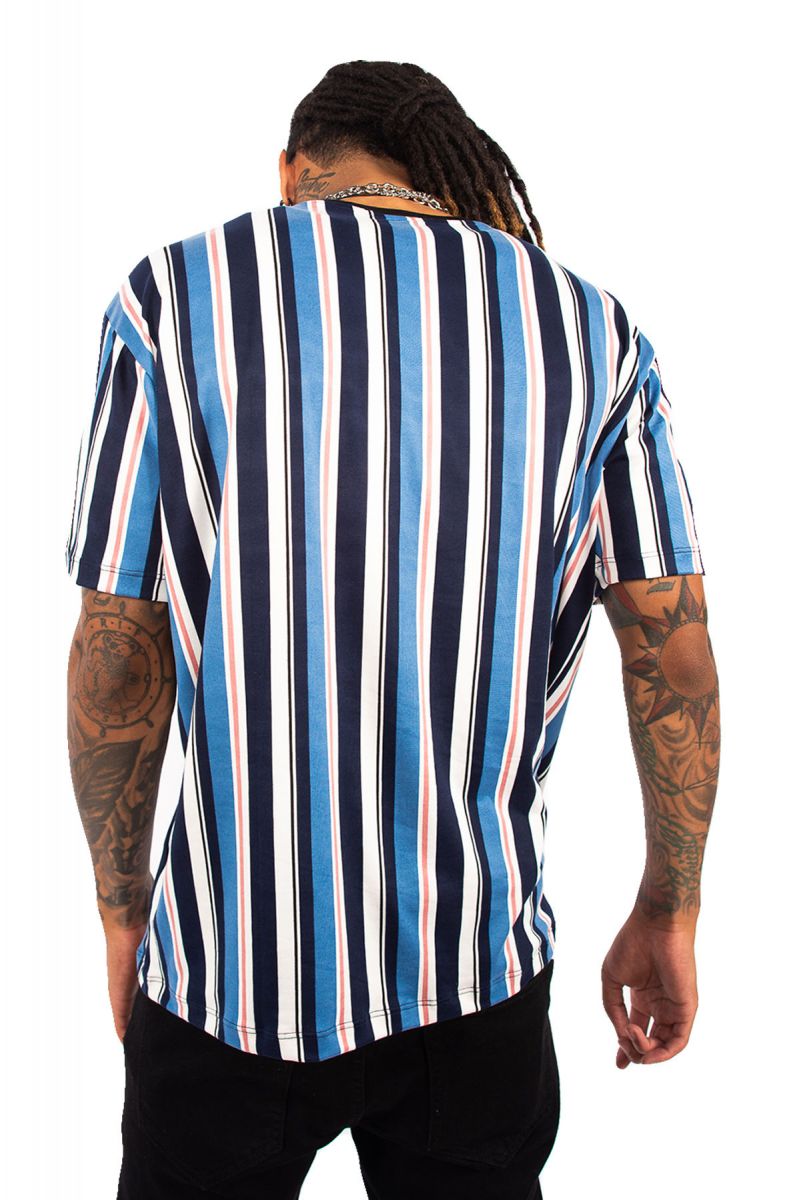 white and sky blue graphic tee
