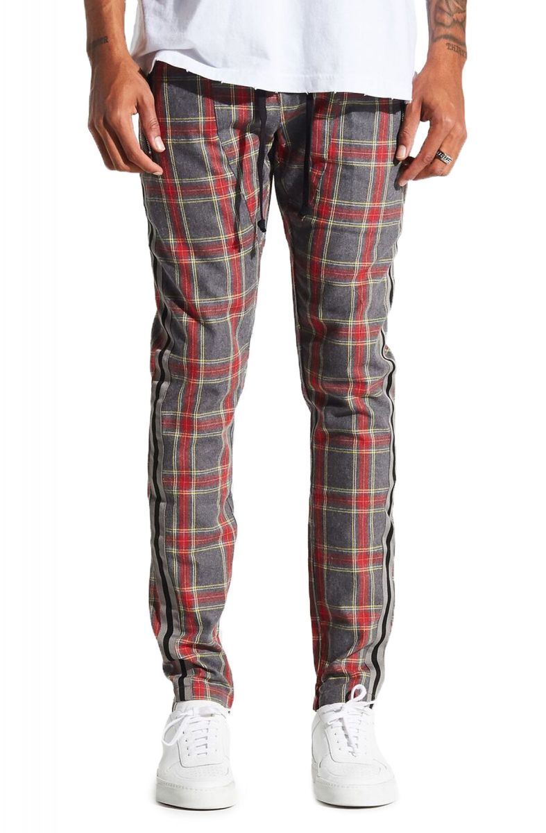 grey plaid track pants