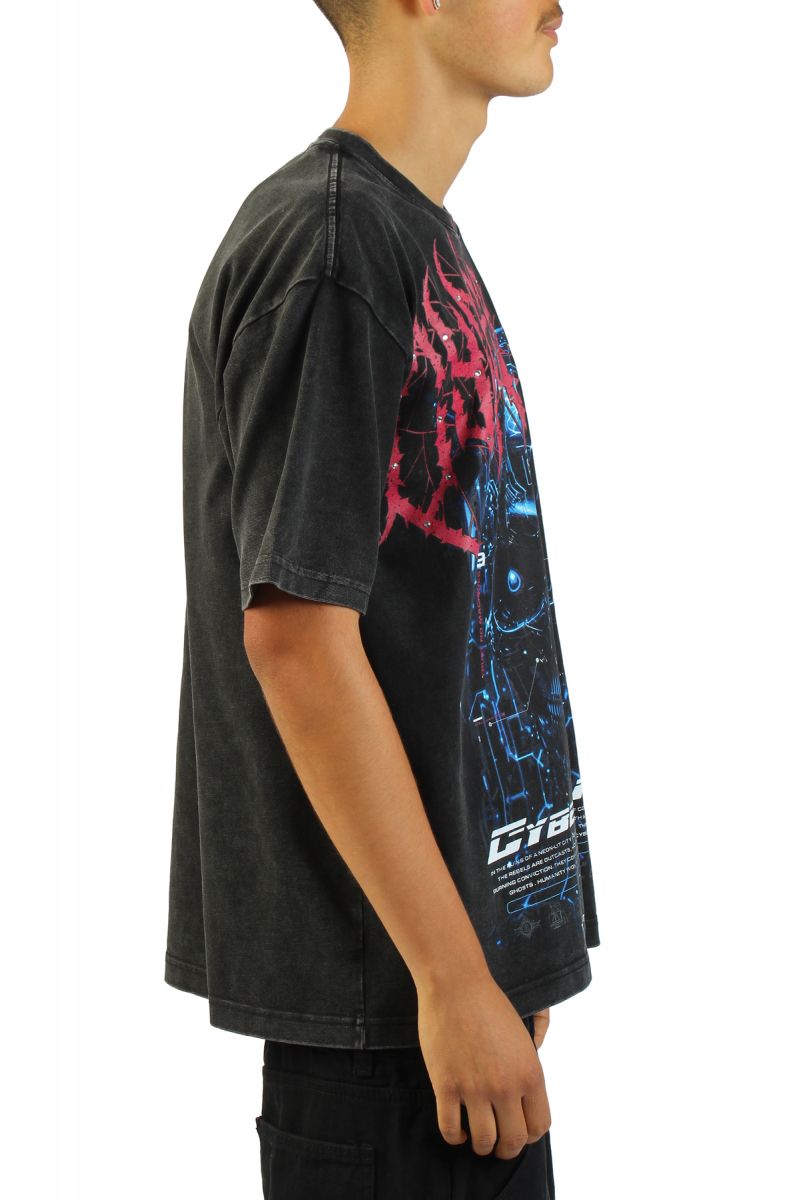 y*r様 黒夢×CYbERdYNE Gauze Shirt「YA-YA-YA」 ALPHASTYLE CyberPunk OG T-Shirt MBFV-1497BRED - Karmaloop