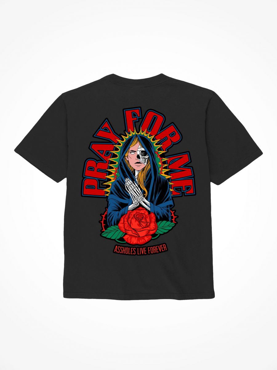 ASSHOLES LIVE FOREVER Pray for Me - Black T-Shirt ALF-F704CB