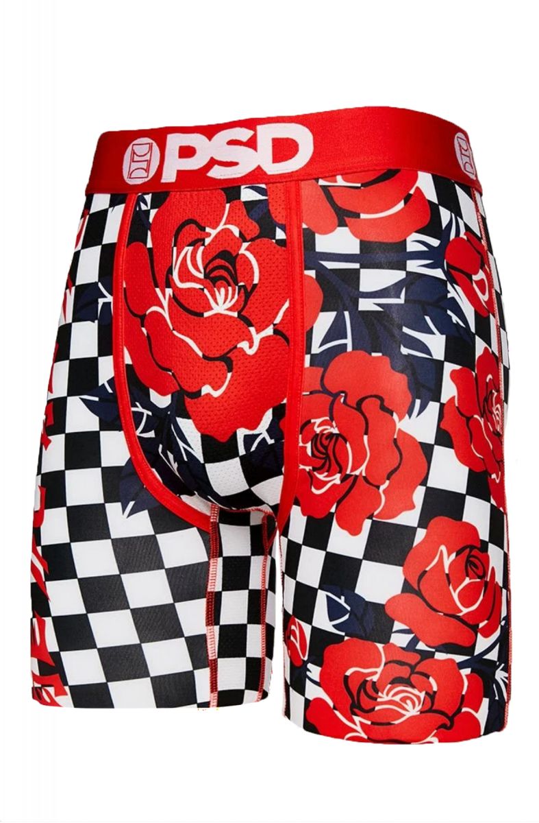 PSD UNDERWEAR Red Rose Checker Boxer Briefs E21911031 PLNDR