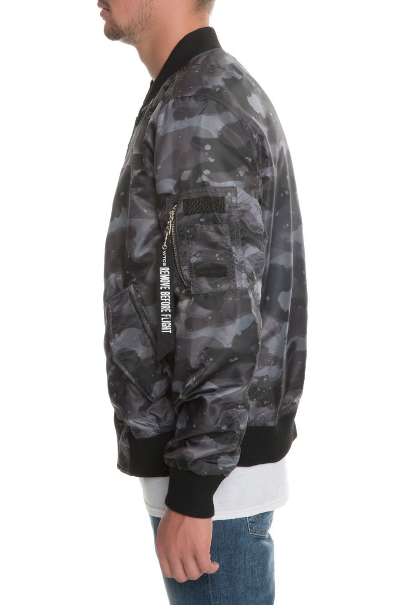 THE TRADE COLLECTIVE The Colonel Bomber Jacket in Jacquard Greyscale ...